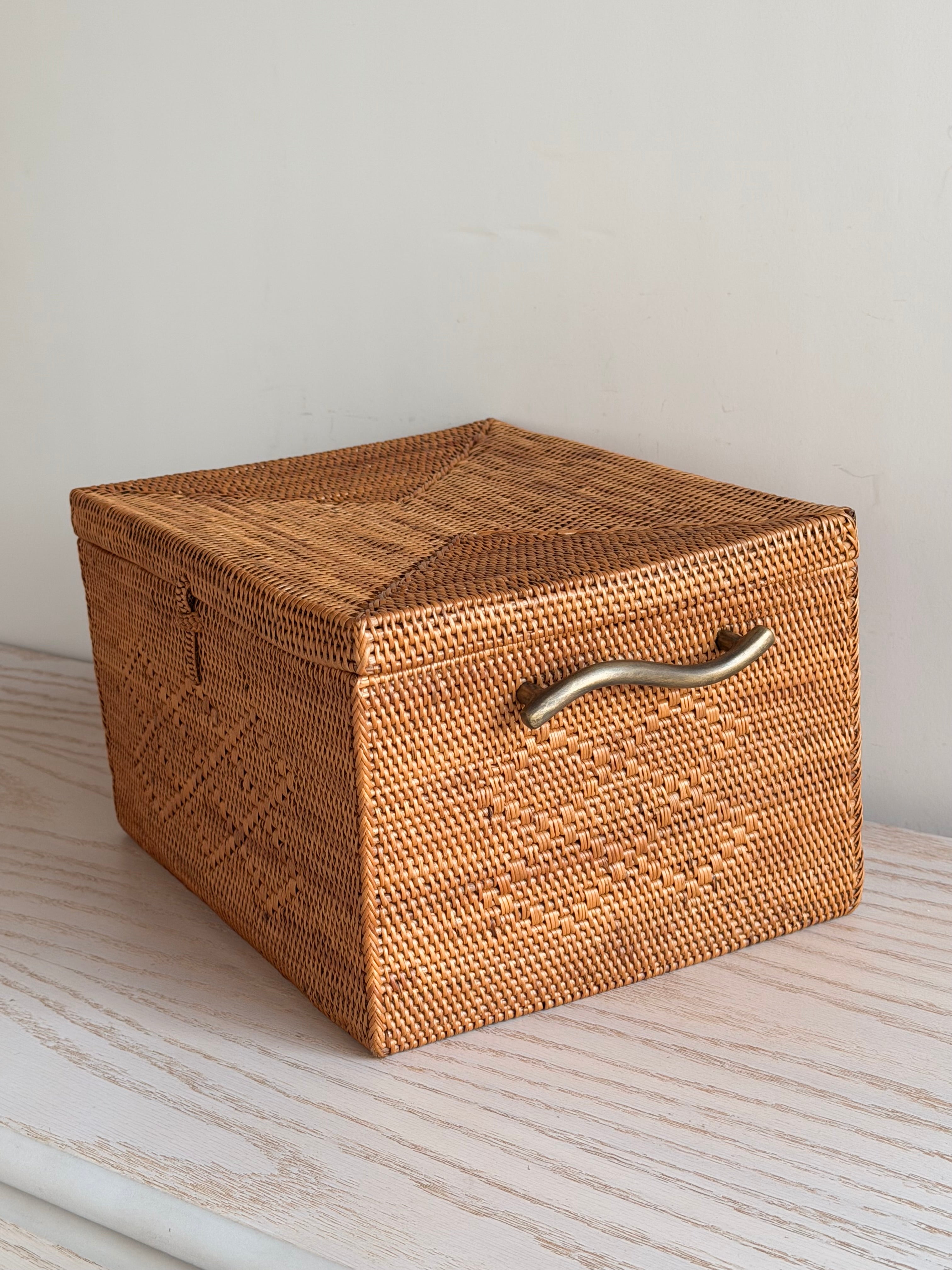 BAX-489SIN 真鍮取っ手収納ボックス(ひし形模様•W28×D22×H17)無料配送