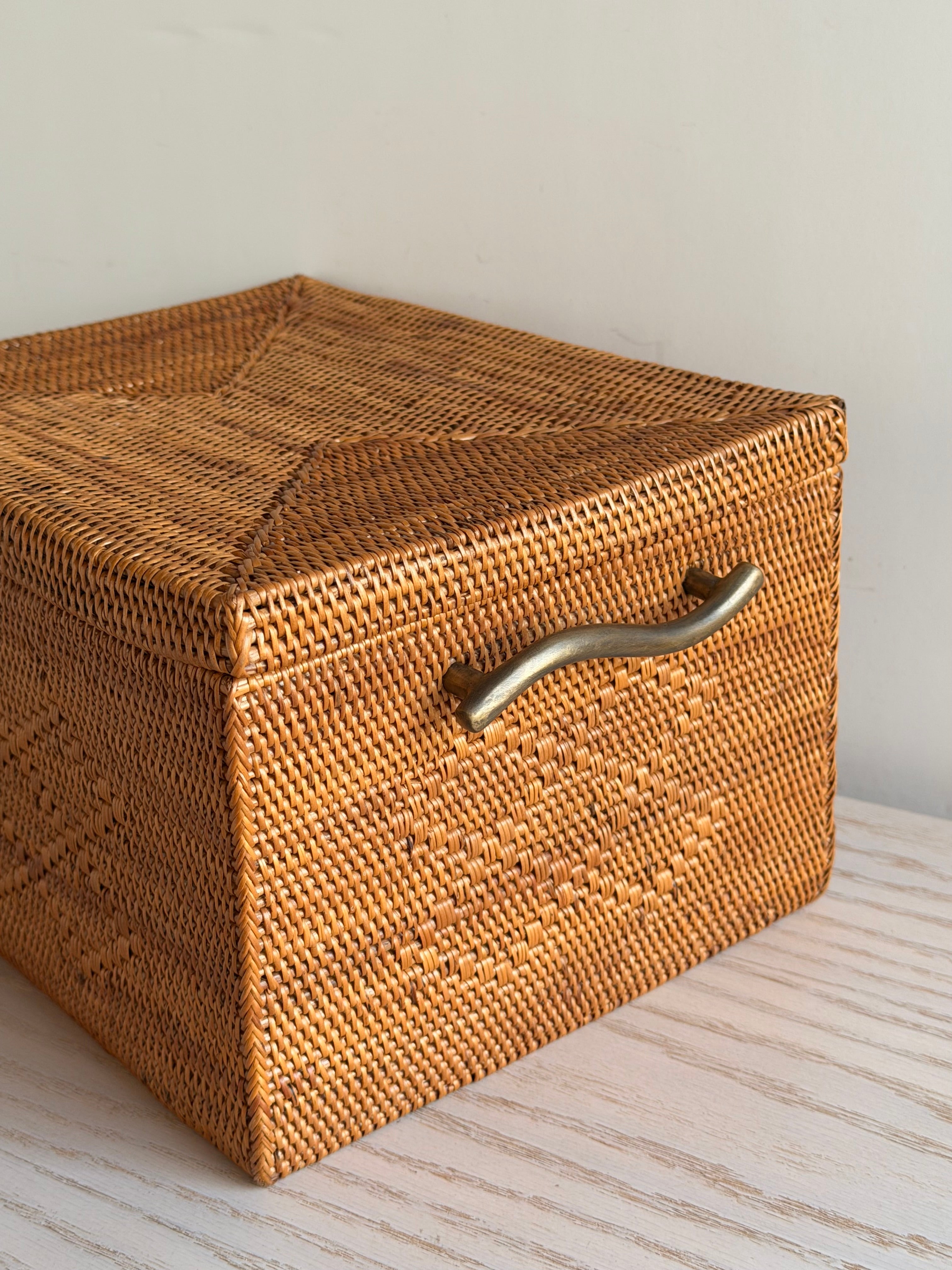 BAX-489SIN 真鍮取っ手収納ボックス(ひし形模様•W28×D22×H17)無料配送