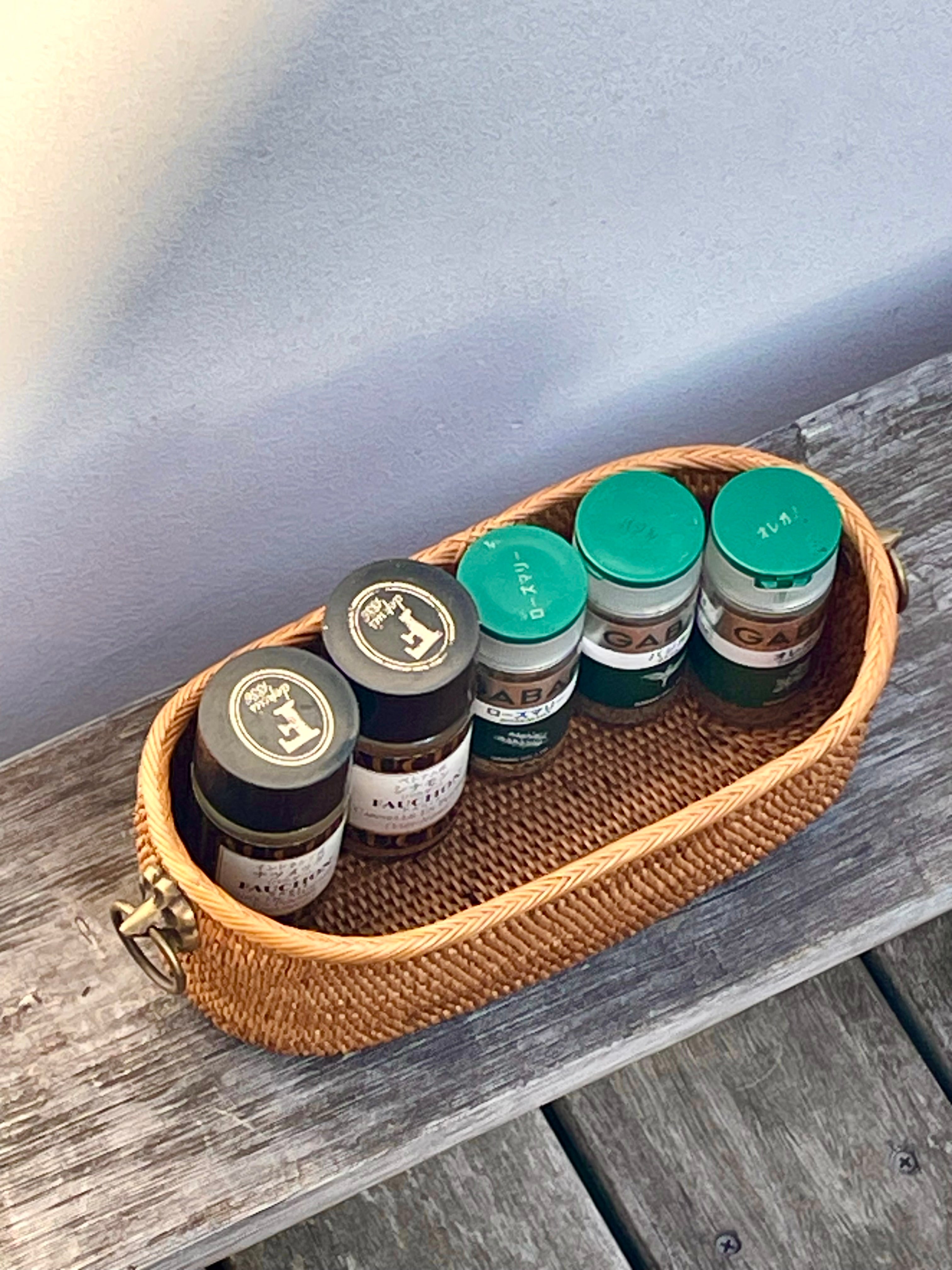 BAK-326SIN 真鍮取っ手楕円バスケット (無地•小花•W20×D8.5×H7)