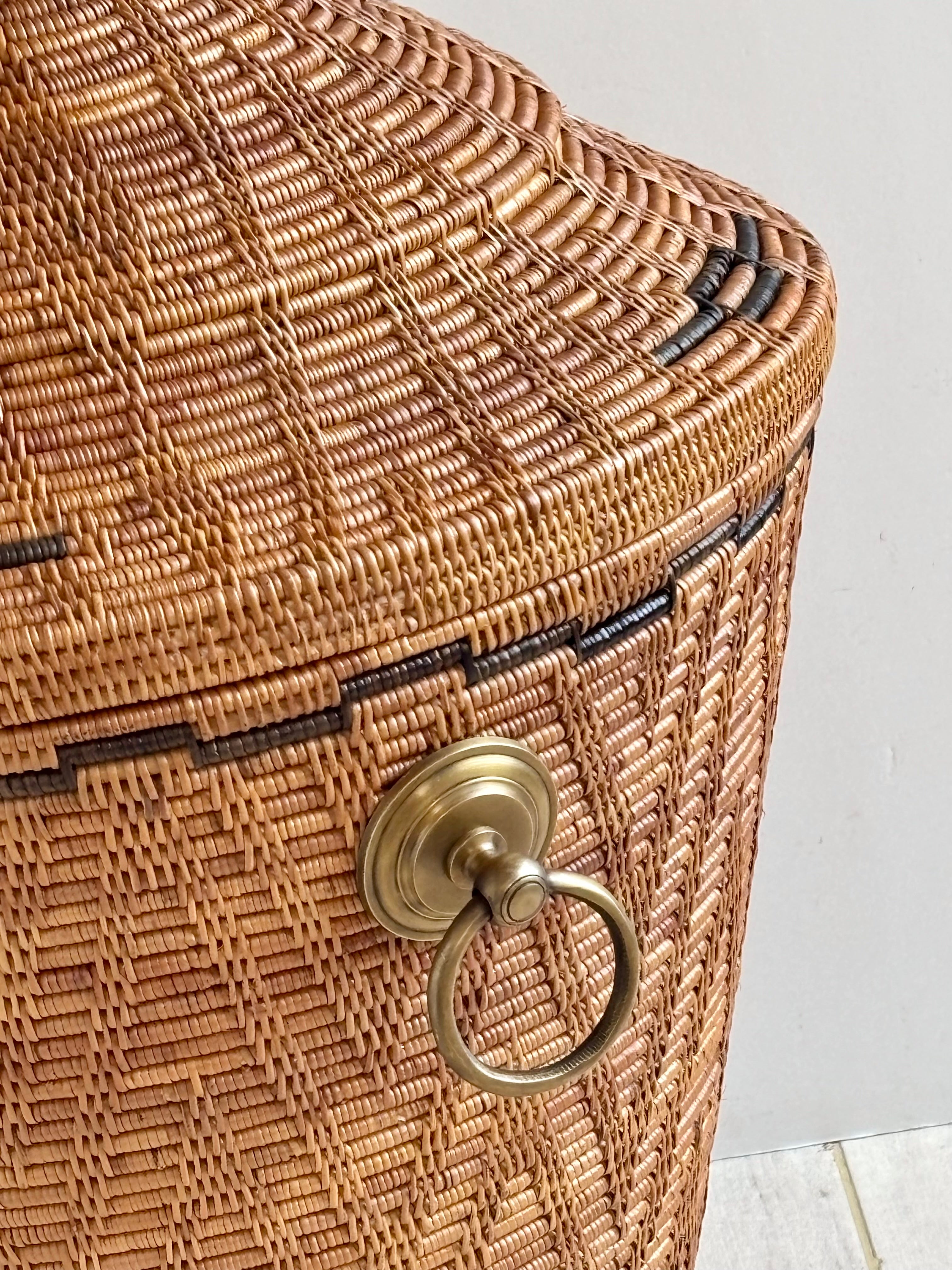 BAI-262SIN-H55 真鍮取っ手円錐バスケット(黒模様•H52)無料配送