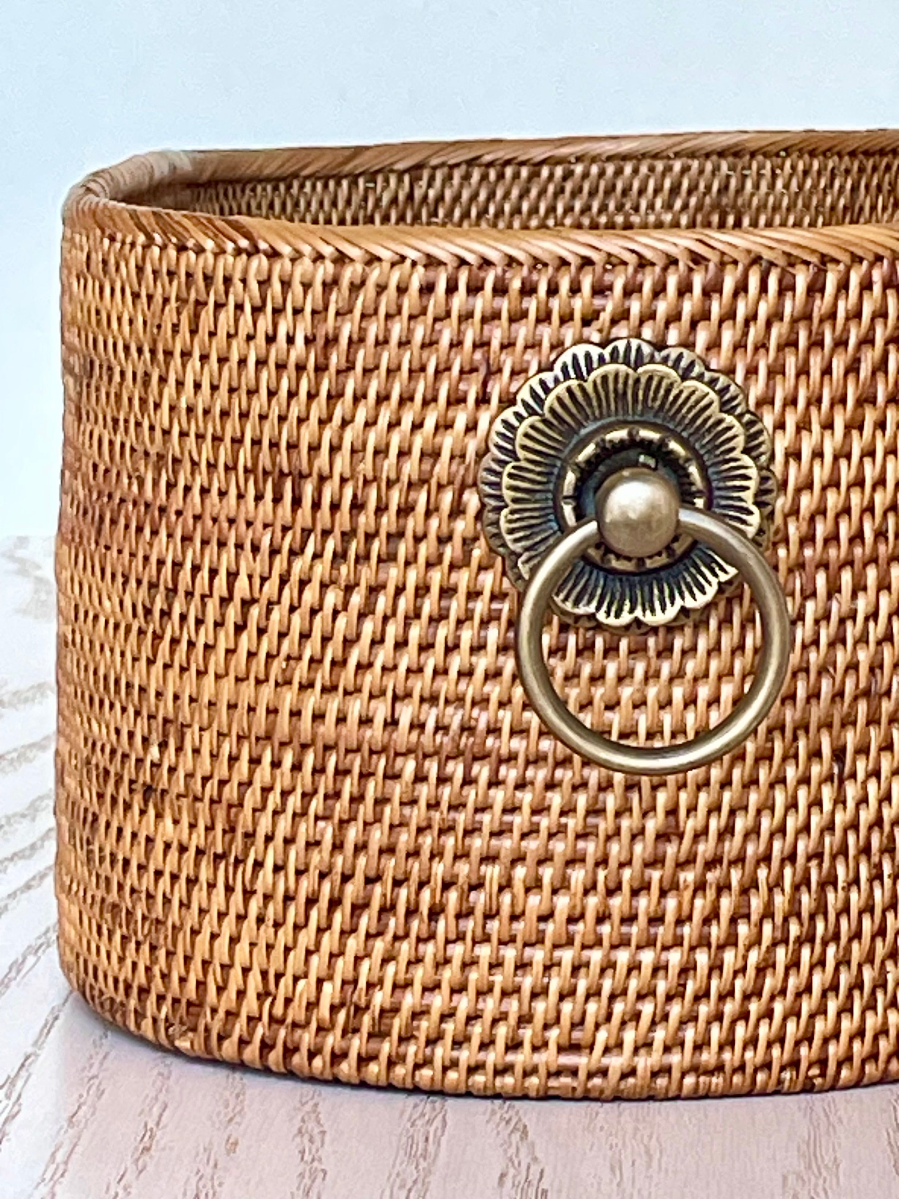 BAX-408SIN 真鍮取っ手楕円バスケット(無地・W40×D20×H15)無料配送