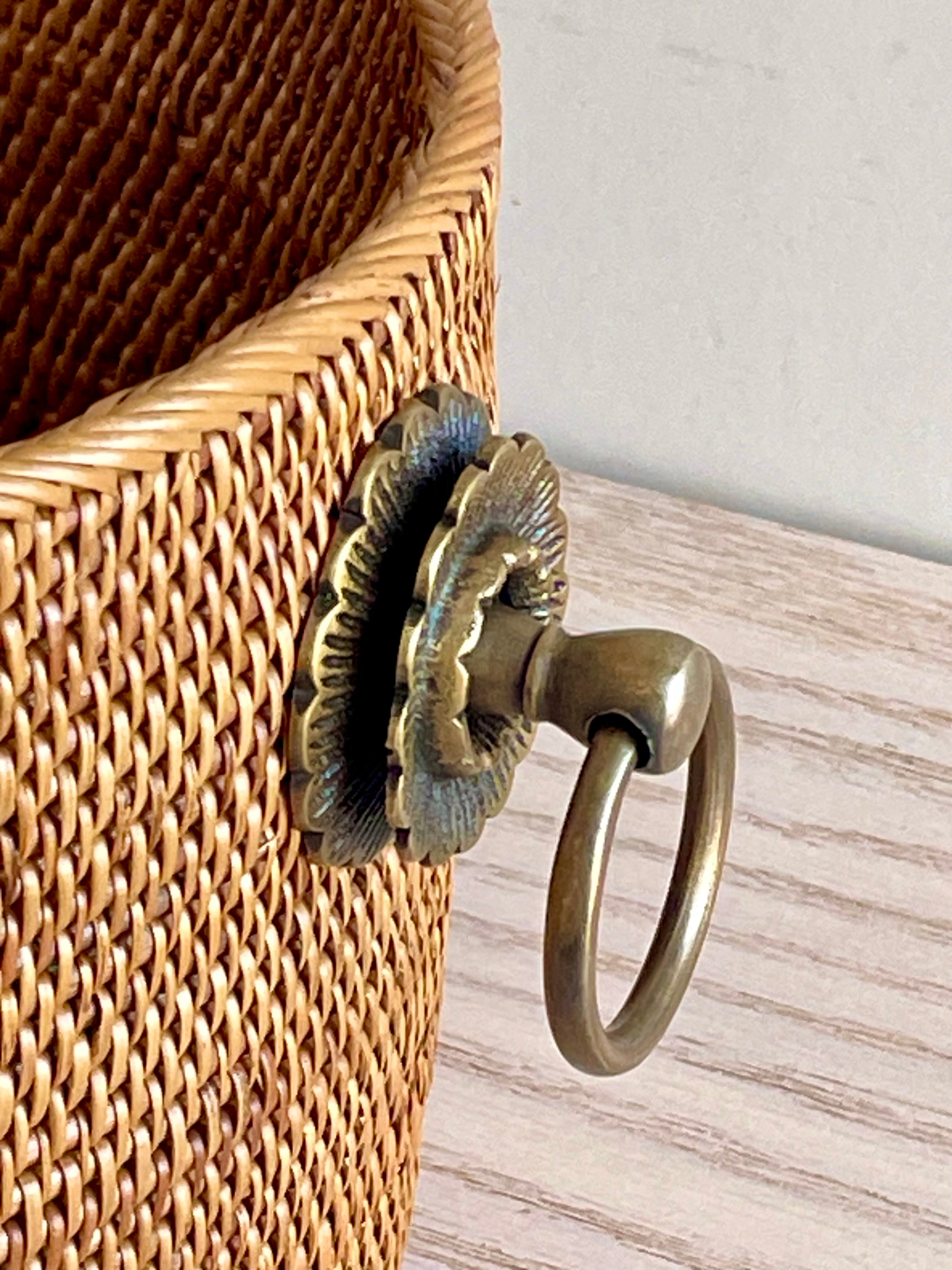 BAX-408SIN 真鍮取っ手楕円バスケット(無地・W40×D20×H15)無料配送