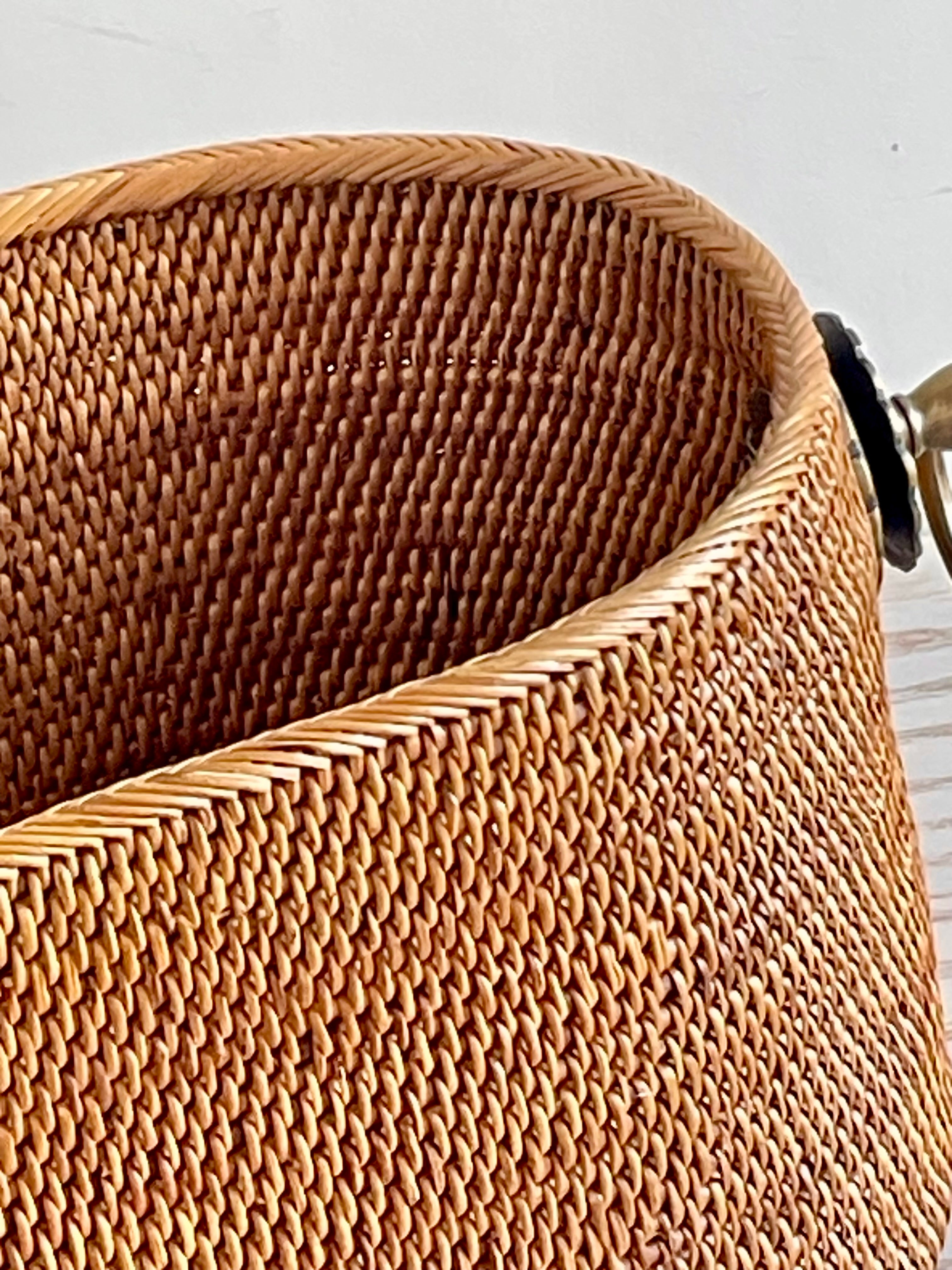 BAX-408SIN 真鍮取っ手楕円バスケット(無地・W40×D20×H15)無料配送