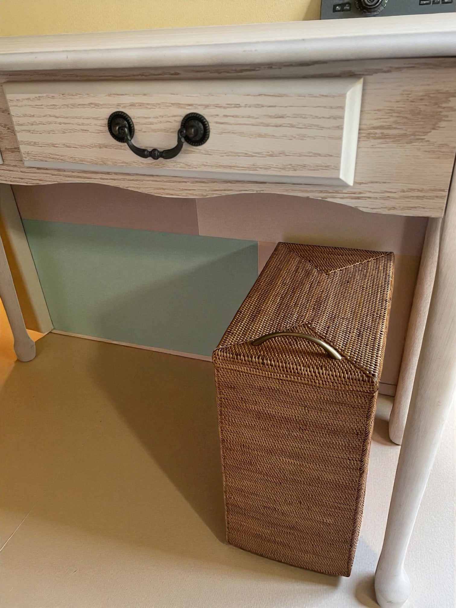 BAX-270SIN 真鍮取っ手スリムランドリーボックス収納ボックス(ウェーブ・無地•W20×D35×H40)無料配送