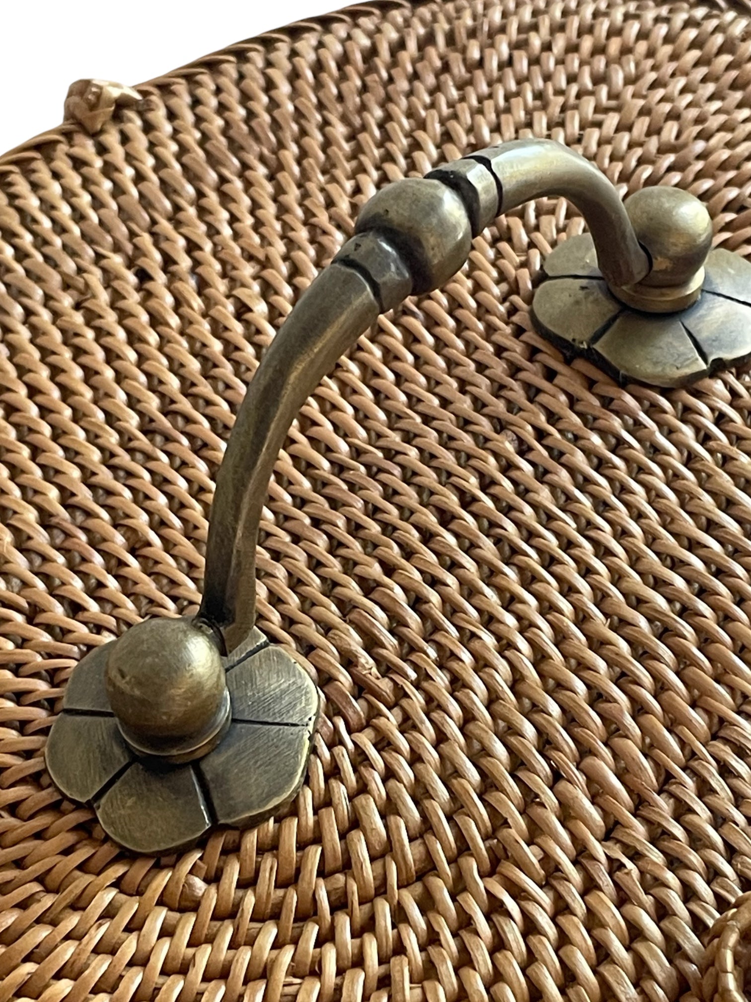 BAX-463 真鍮取っ手楕円バスケット (無地・W20xD15XH6.5)