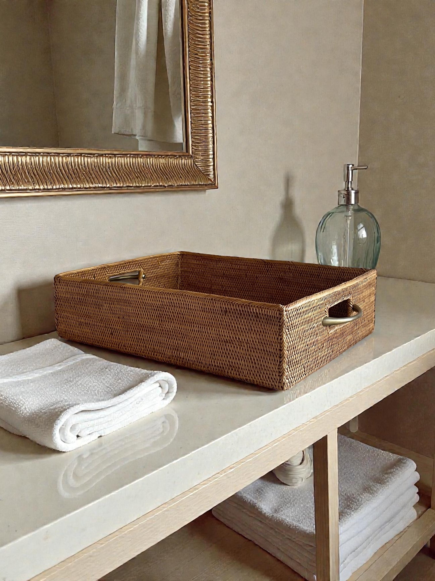 BAX-010SIN-S 真鍮取っ手(シンプル)収納ボックス(平形•W40×D30×H10)無料配送