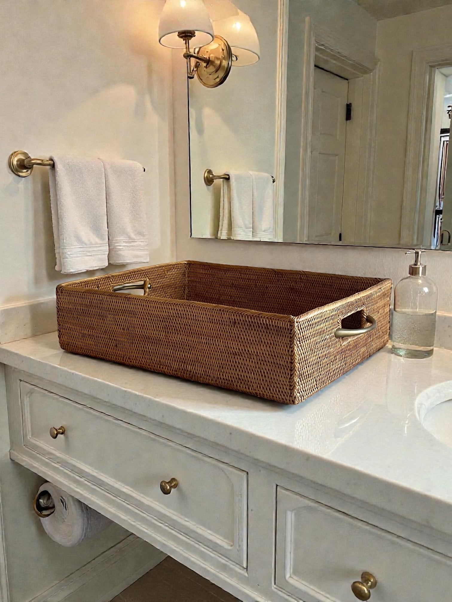 BAX-010SIN-S 真鍮取っ手(シンプル)収納ボックス(平形•W40×D30×H10)無料配送