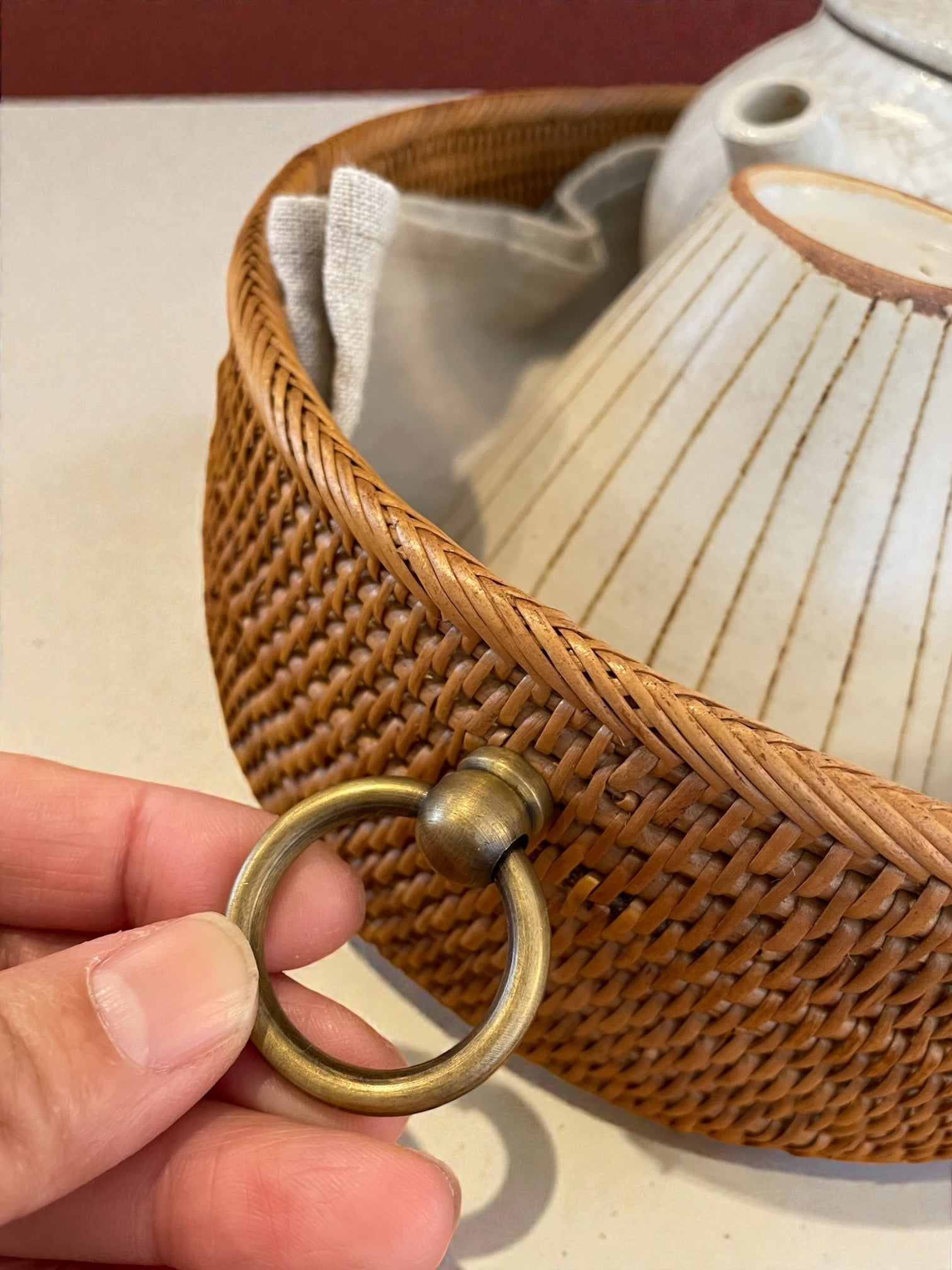 BAK-304SIN 真鍮取っ手楕円トレイ(W30×D20×H6)