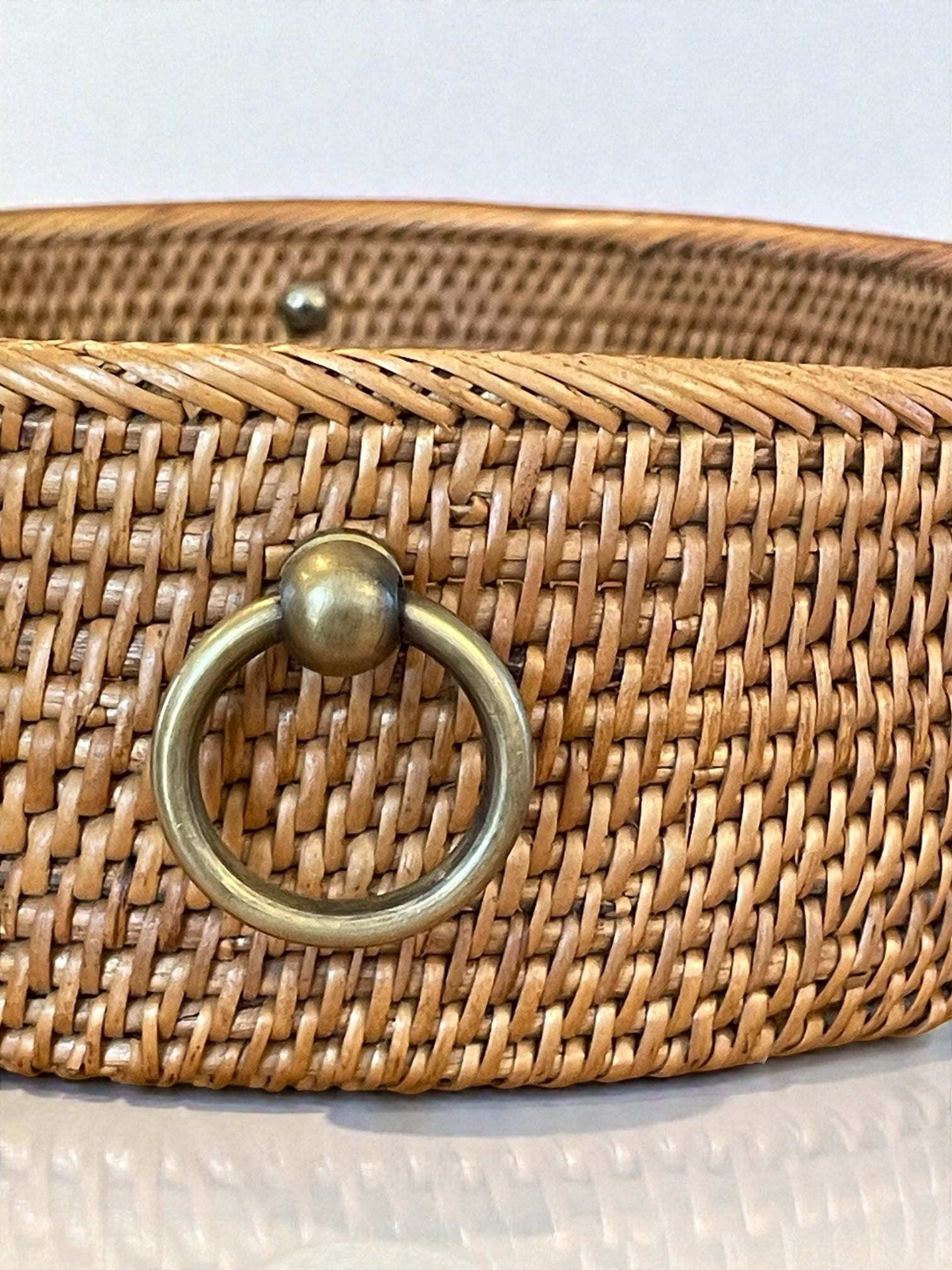 BAK-304SIN 真鍮取っ手楕円トレイ(W27.5×D18×H5)