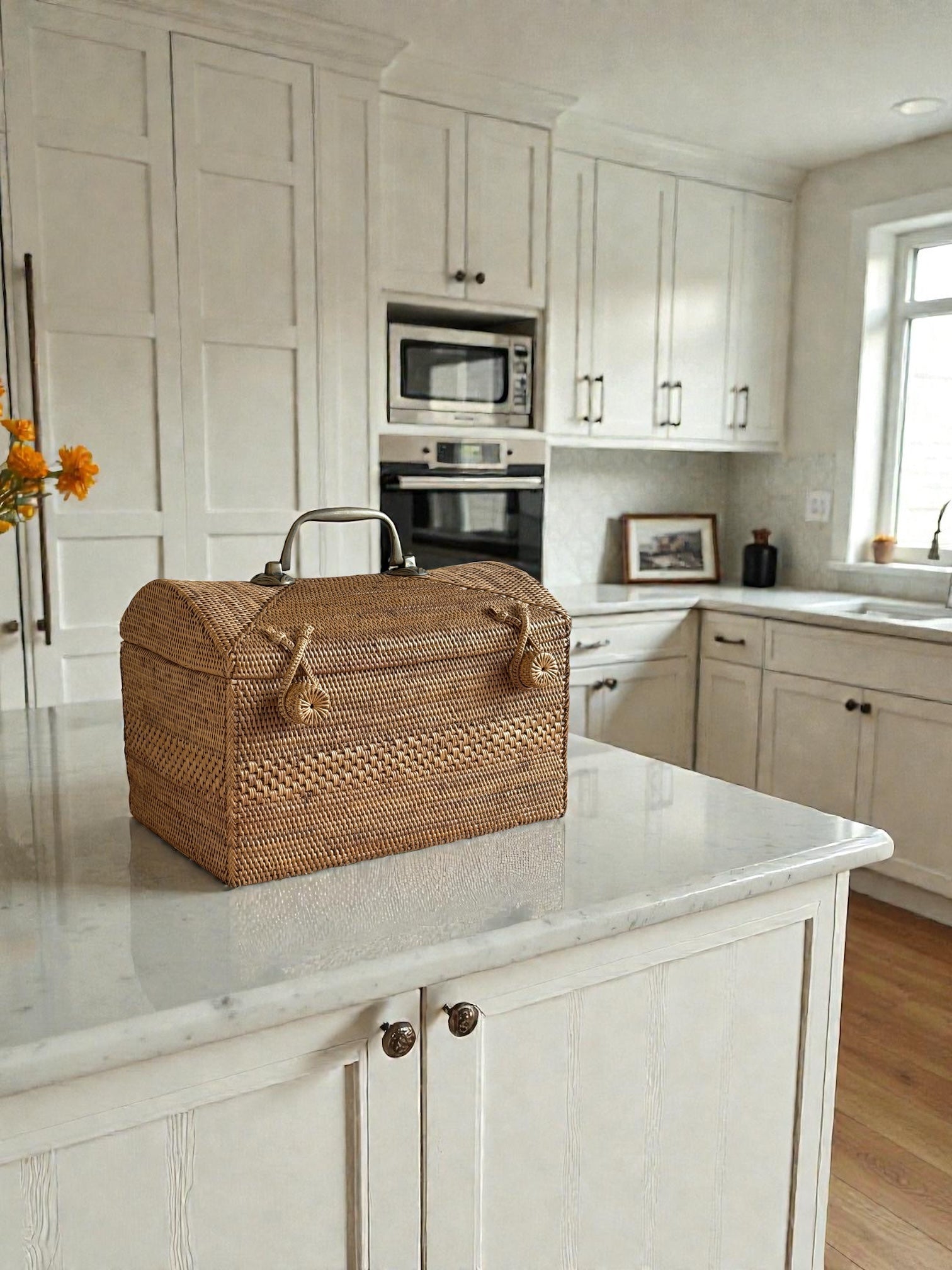 BAX-264SIN 真鍮取っ手ドーム形蓋付きバスケット(無地・W30×D20×H20)無料配送