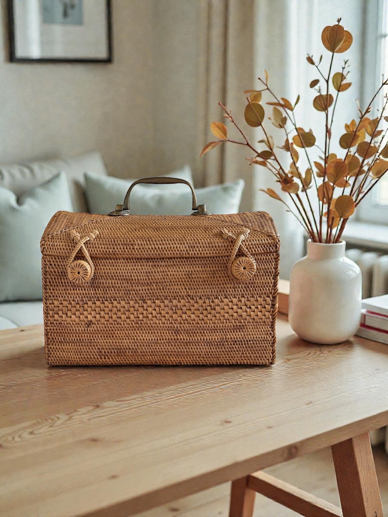 BAX-264SIN 真鍮取っ手ドーム形蓋付きバスケット(無地・W30×D20×H20)無料配送