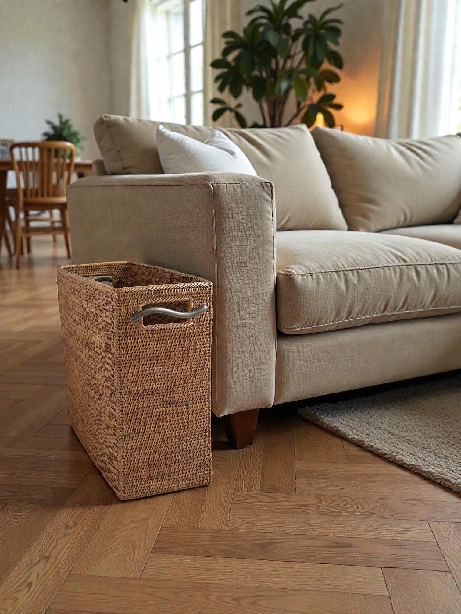 BAX-518SIN 真鍮取っ手薄形バスケット(無地・W35×D15×H30)無料配送