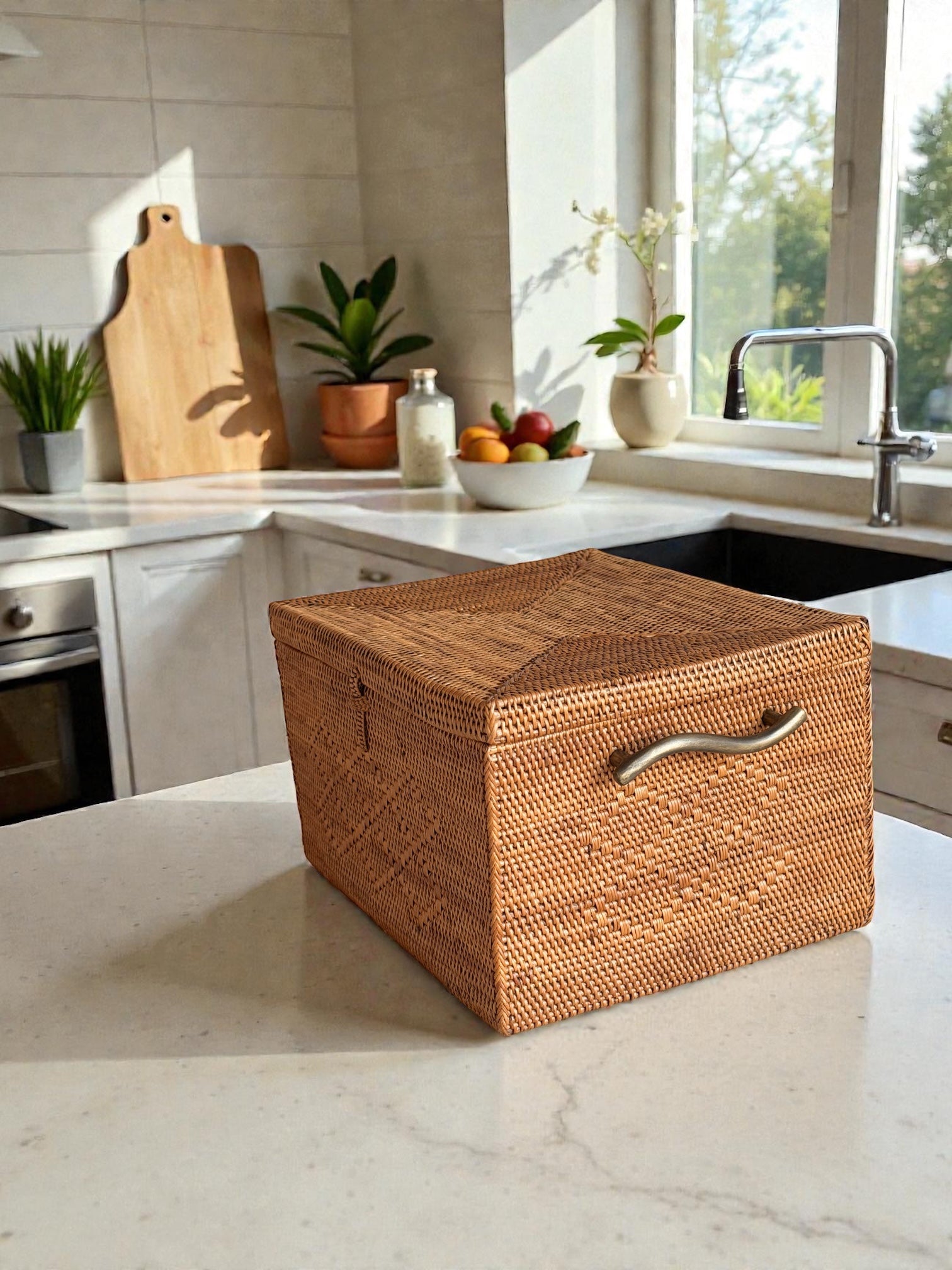 BAX-489SIN 真鍮取っ手収納ボックス(ひし形模様•W28×D22×H17)無料配送