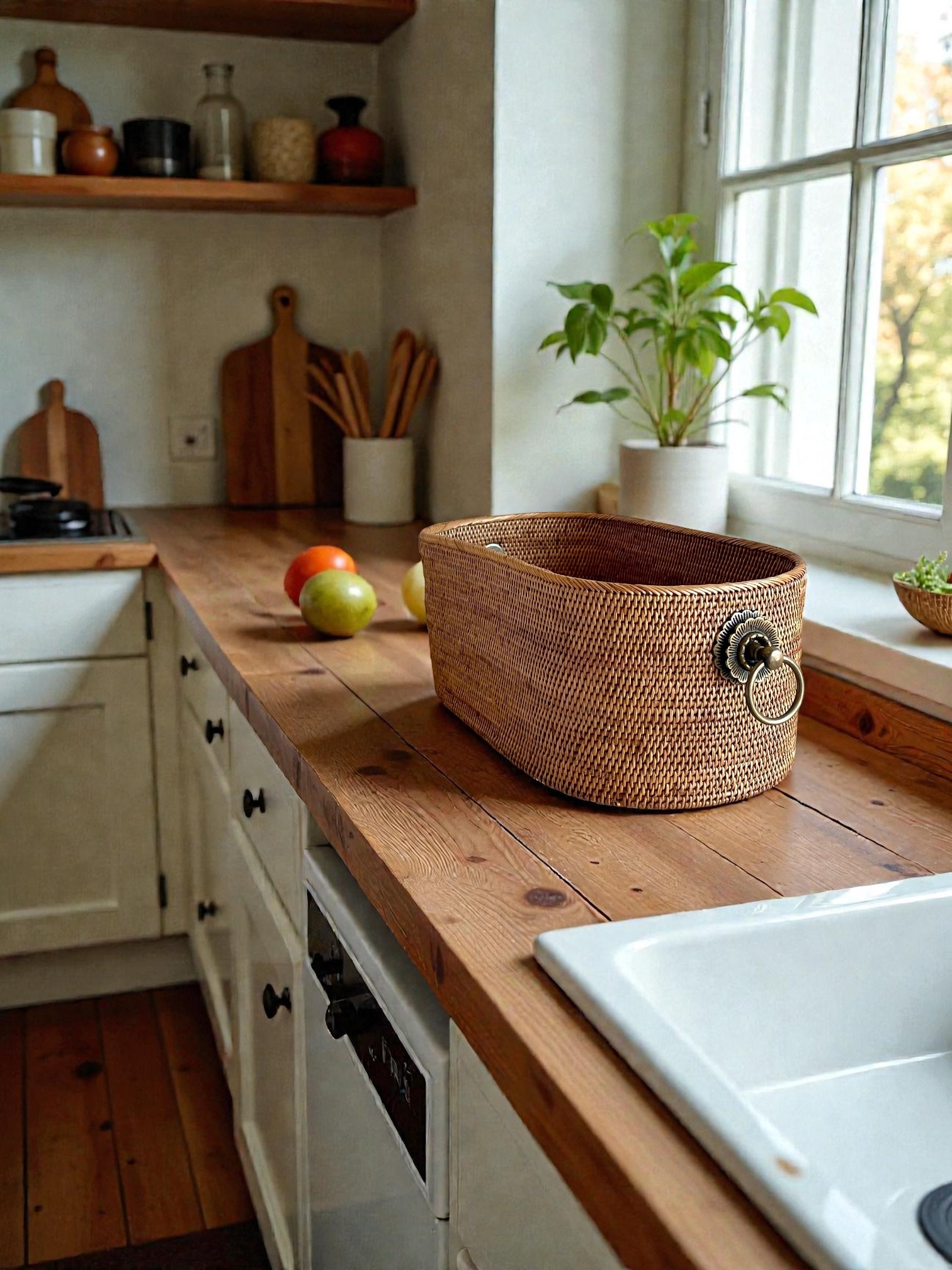 BAX-408SIN 真鍮取っ手楕円バスケット(無地・W40×D20×H15)無料配送