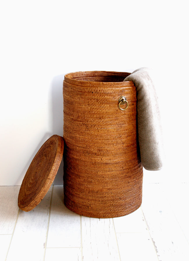 BAI-236SIN アタブラス蓋付き円柱バスケット(無地・φ29.5×H50)