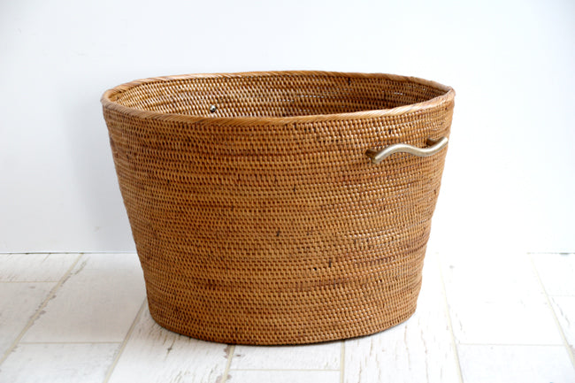 BAI-256SIN アタブラスウエーブ取っ手深型バスケット(無地・φ37×H25)無料配送