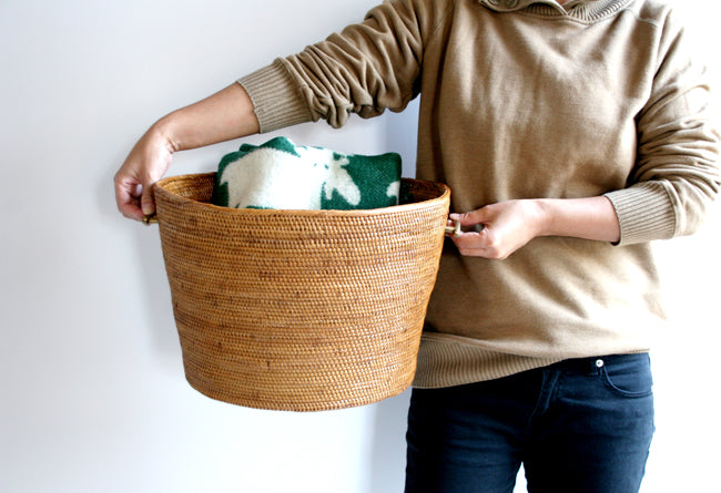 BAI-256SIN アタブラスウエーブ取っ手深型バスケット(無地・φ37×H25)無料配送