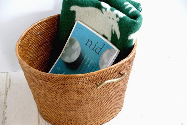 BAI-256SIN アタブラスウエーブ取っ手深型バスケット(無地・φ37×H25)無料配送