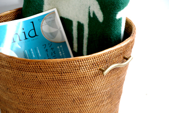 BAI-256SIN アタブラスウエーブ取っ手深型バスケット(無地・φ37×H25)無料配送