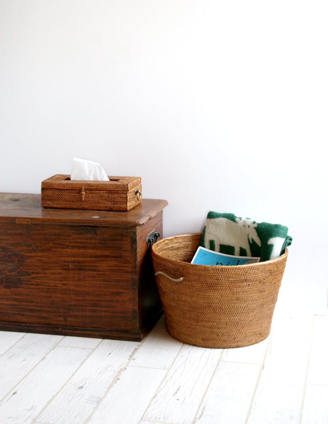 BAI-256SIN アタブラスウエーブ取っ手深型バスケット(無地・φ37×H25)無料配送