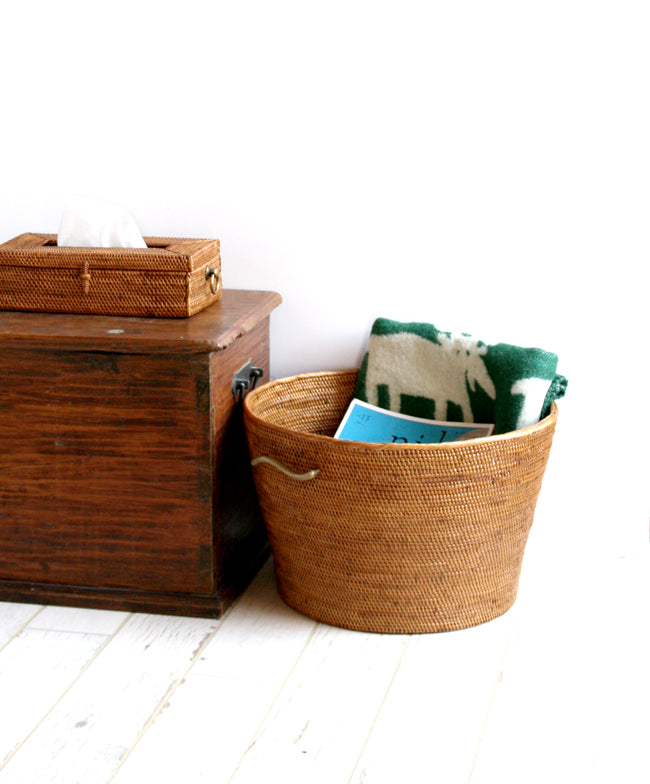 BAI-256SIN アタブラスウエーブ取っ手深型バスケット(無地・φ37×H25)