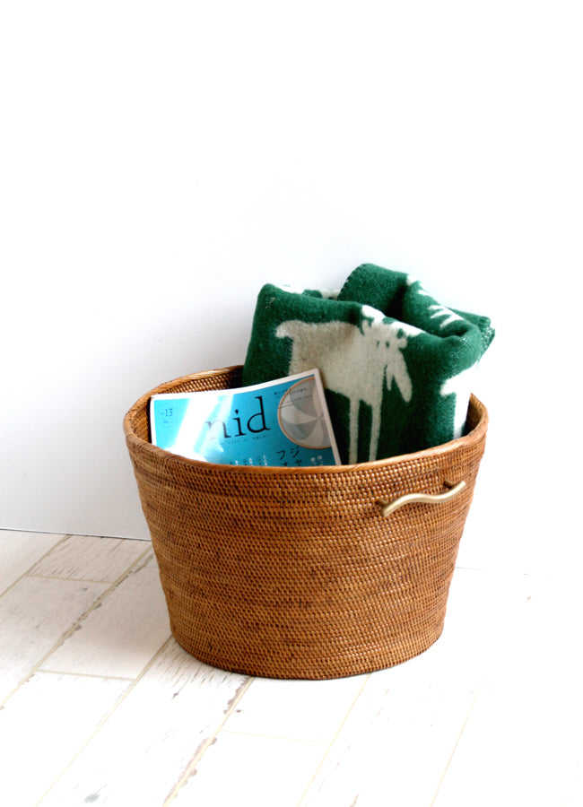 BAI-256SIN アタブラスウエーブ取っ手深型バスケット(無地・φ37×H25)無料配送