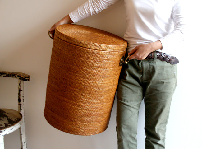 BAX-416SIN アタブラス蓋付き円柱バスケット(無地・φ40×H50)