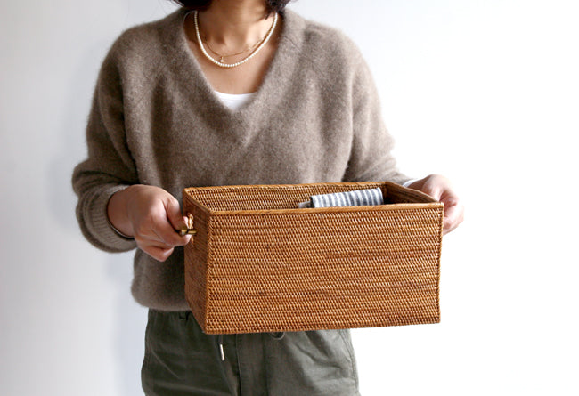 BAX-422SIN アタブラスウエーブ取っ手収納ボックス(無地・W22×D30×H15)無料配送