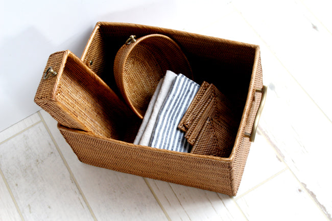 BAX-422SIN アタブラスウエーブ取っ手収納ボックス(無地・W22×D30×H15)無料配送