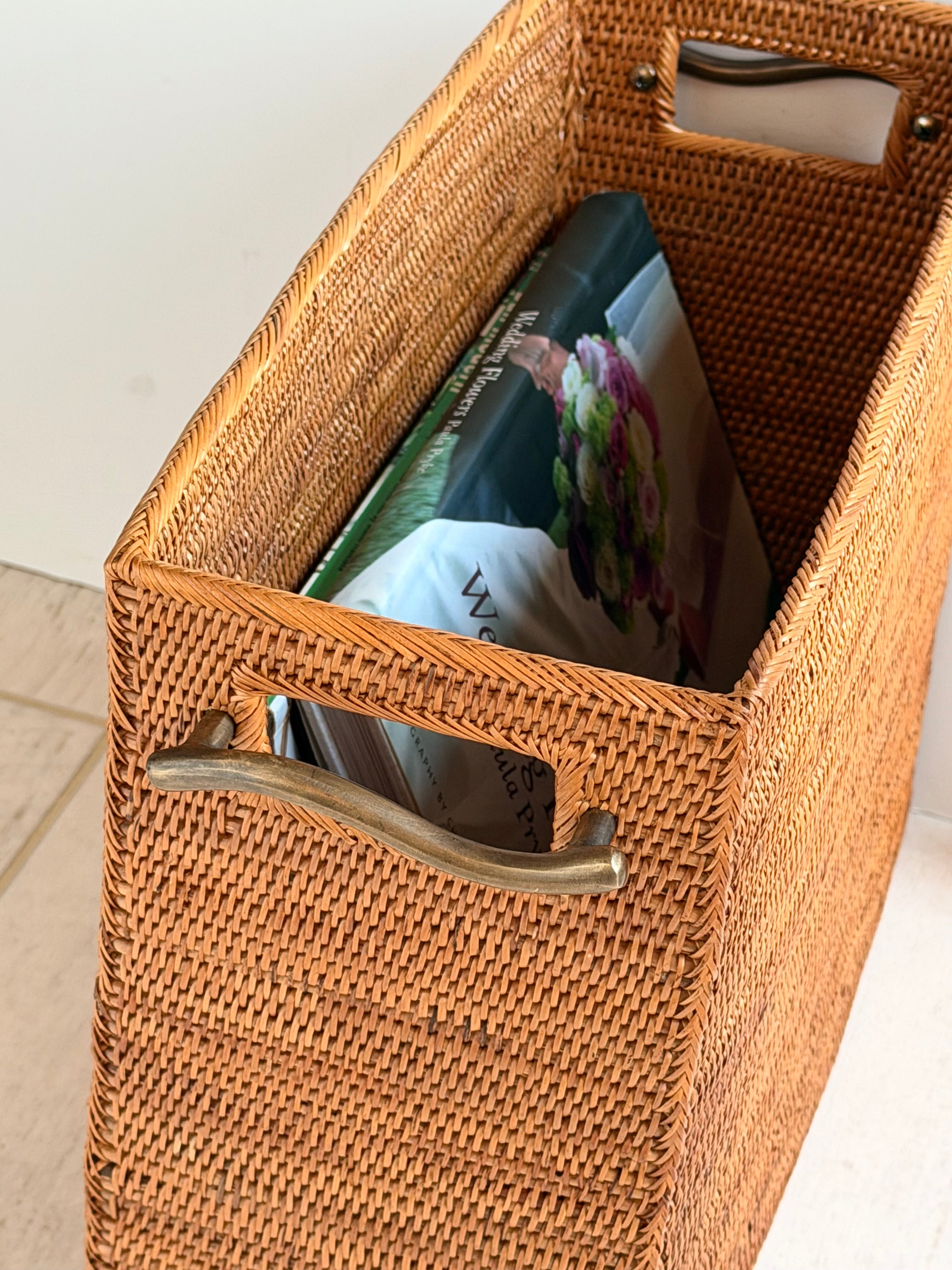 BAX-518SIN　真鍮取っ手薄形バスケット（無地・Ｗ３５×D１５×H３０）無料配送