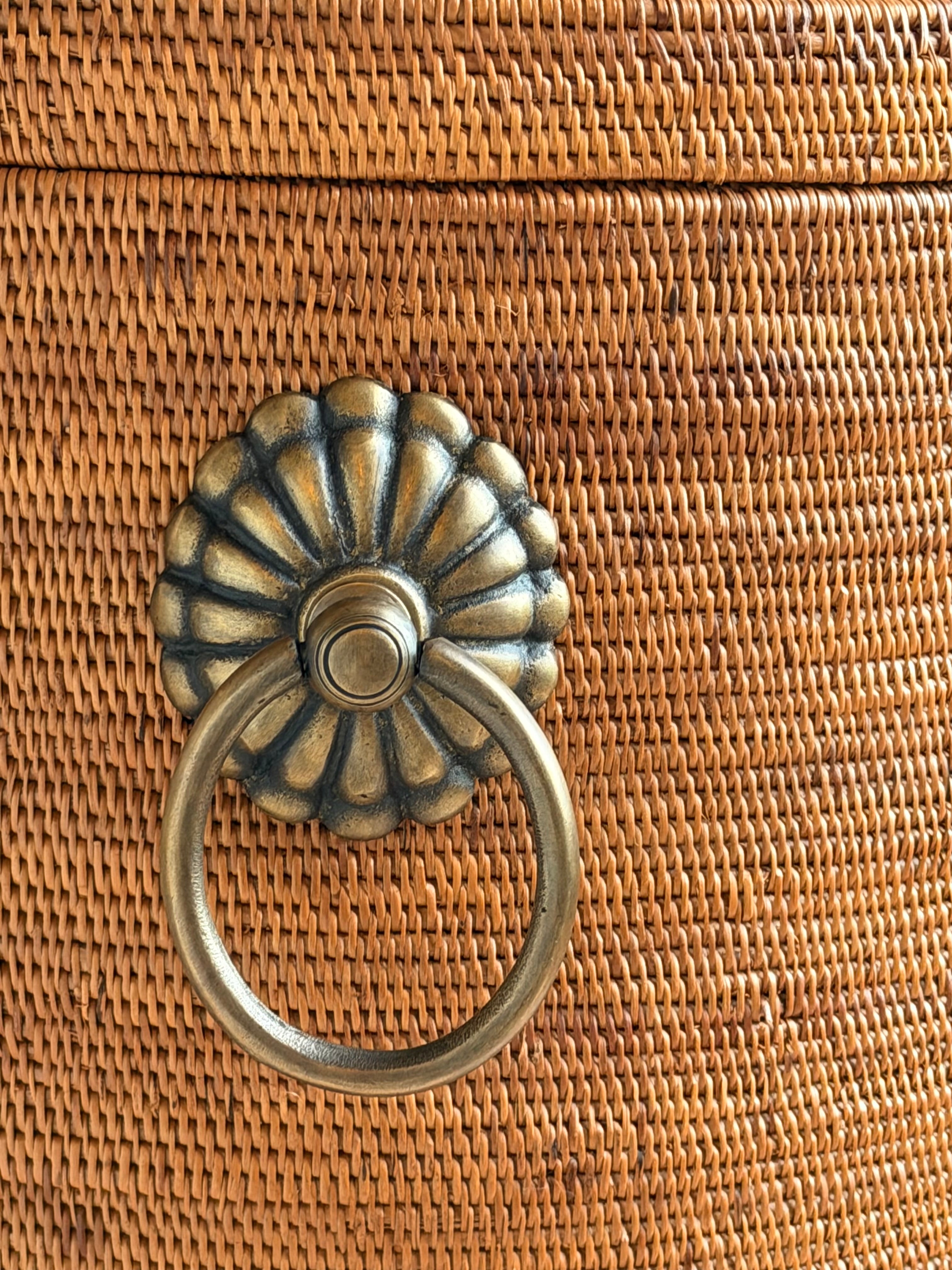 BAX-416SIN　真鍮取っ手蓋付き円柱バスケット（無地・φ４０×Ｈ５０）無料配送