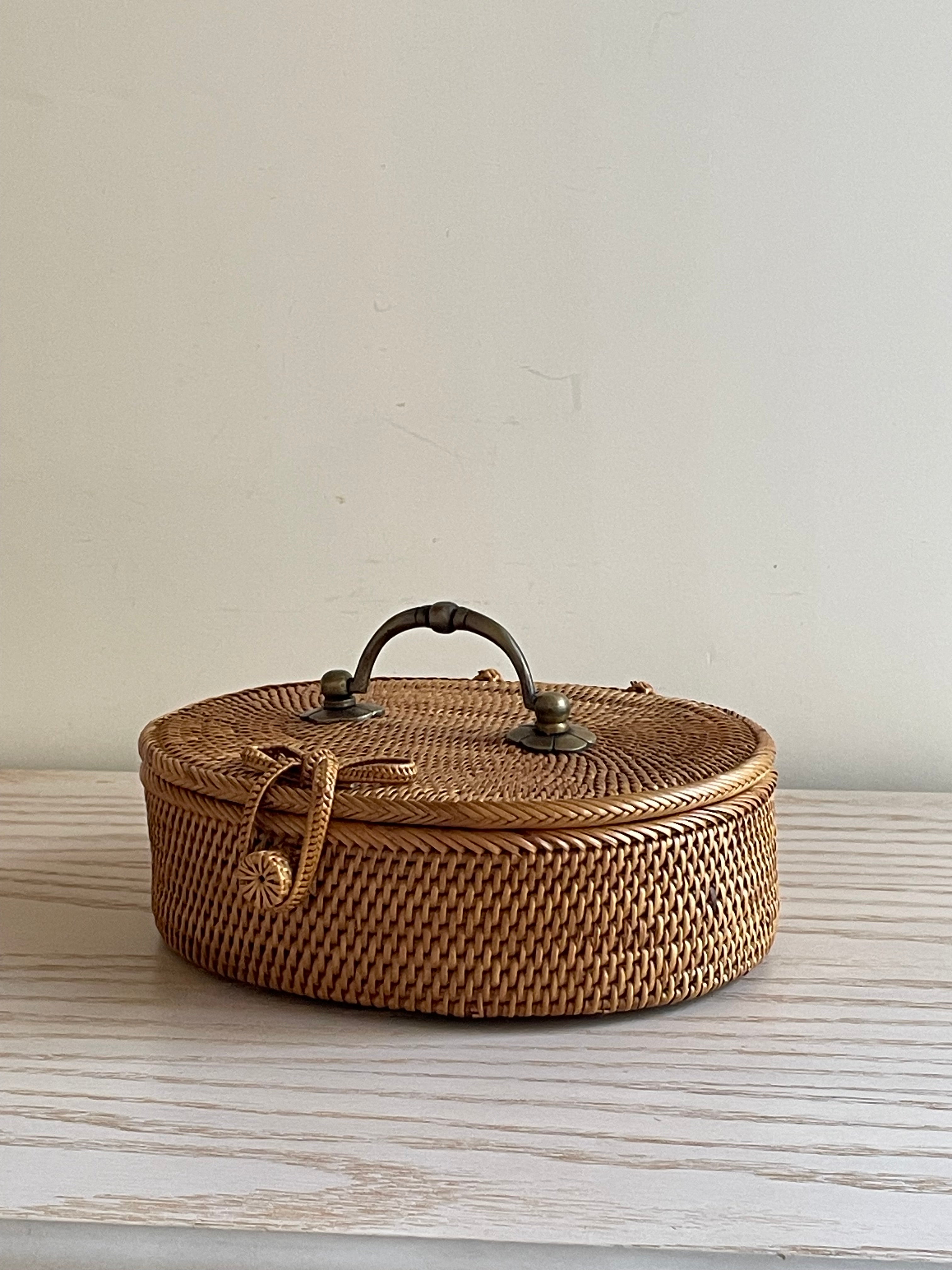 BAX-463 真鍮取っ手楕円バスケット (無地・W20xD15XH6.5)