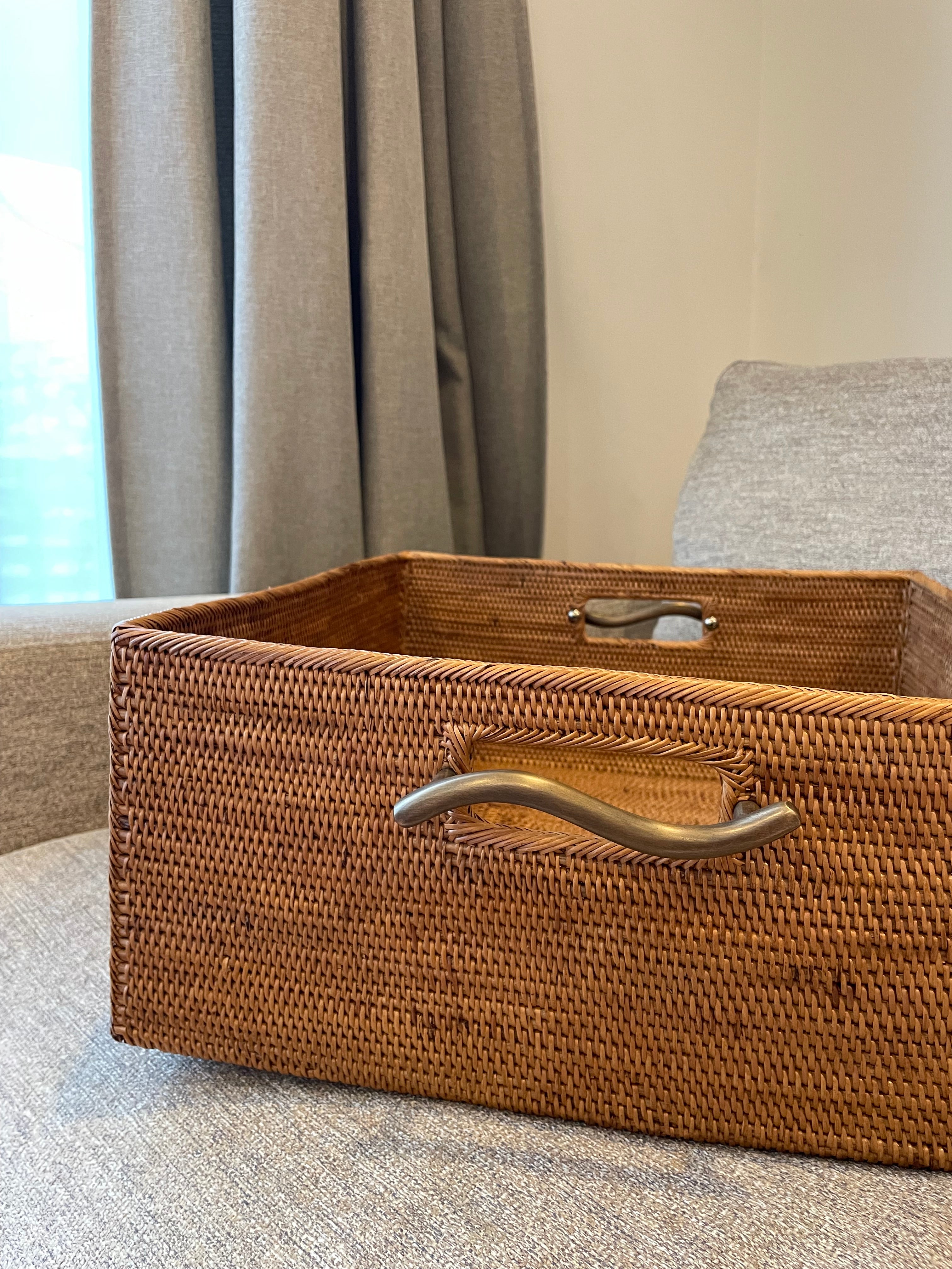 BAX-186SIN　真鍮取っ手収納ボックス（ウェーブ・Ｗ３５×Ｄ３８×Ｈ１６）無料配送