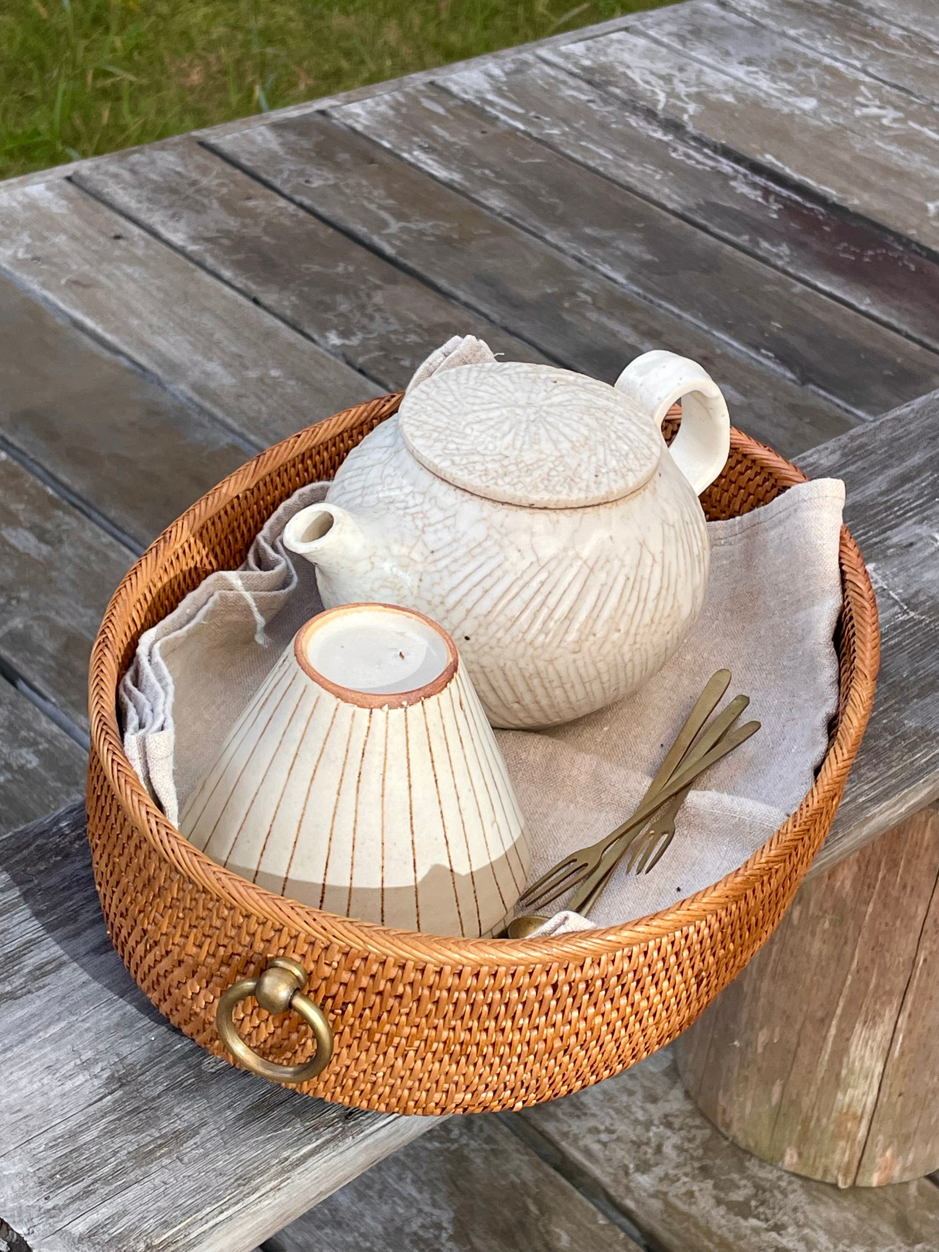 BAK-304SIN　真鍮取っ手楕円トレイ（W27.5×D18×H5）