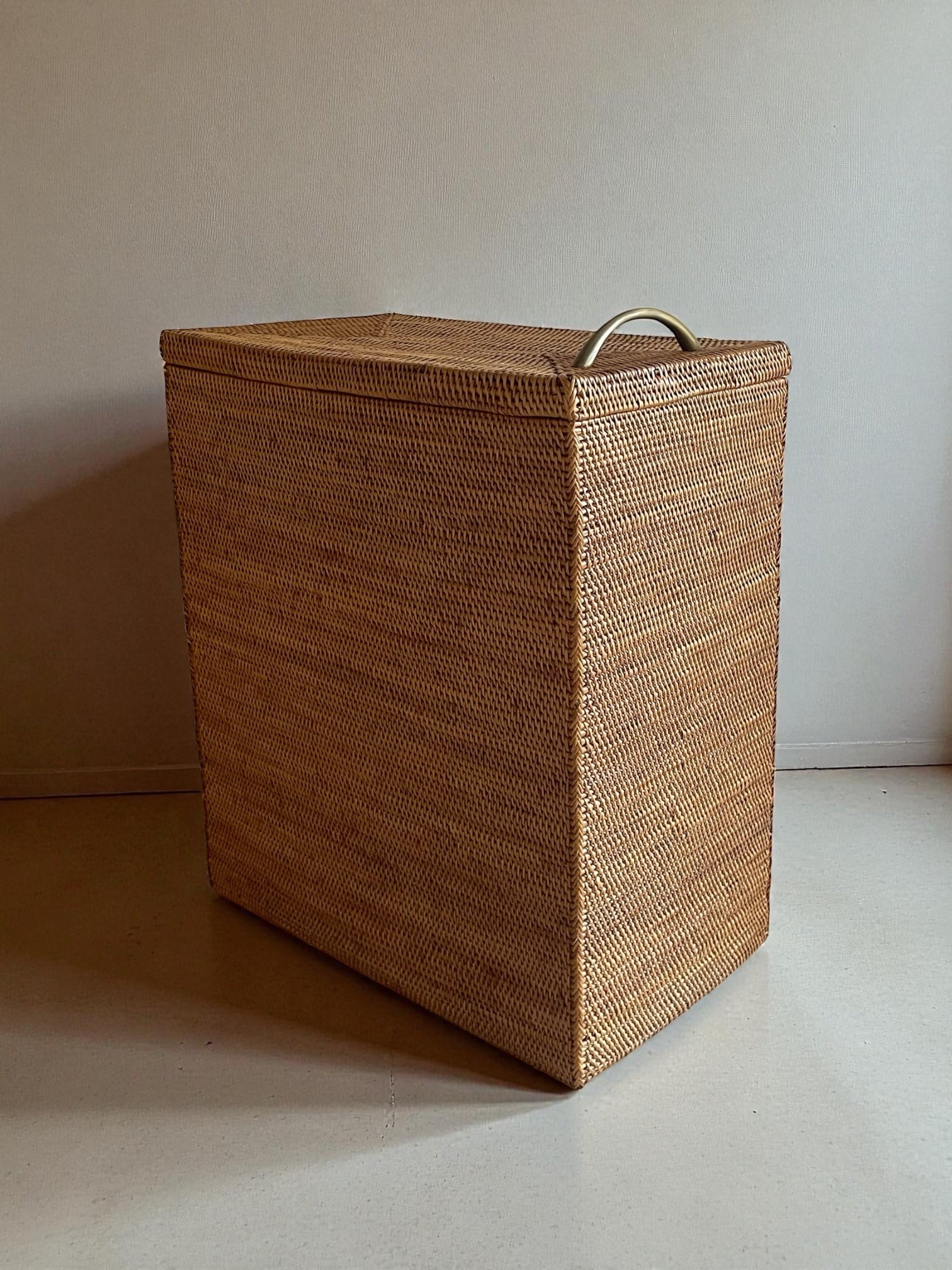 BAX-270SIN　真鍮取っ手スリムランドリーボックス収納ボックス（ウェーブ・無地•Ｗ20×Ｄ35×Ｈ40）無料配送