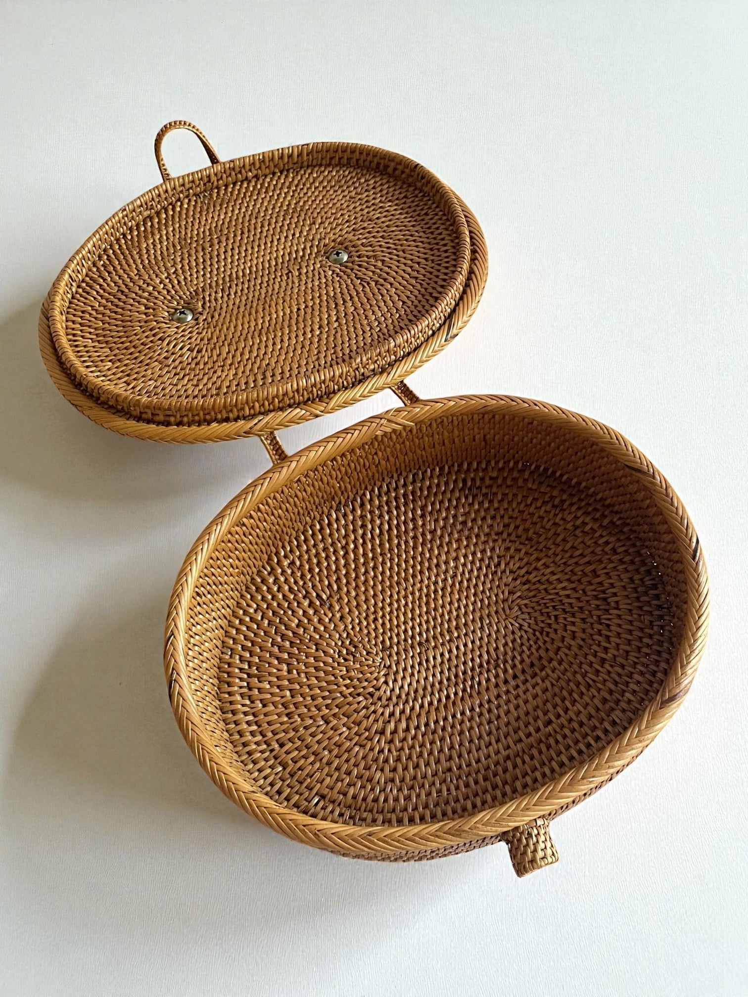 BAX-463 真鍮取っ手楕円バスケット (無地・W20xD15XH6.5)