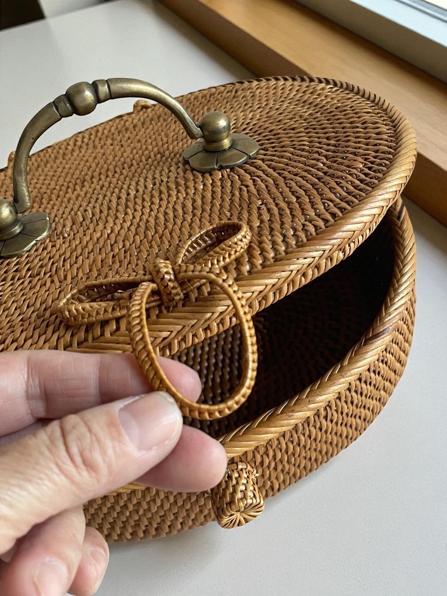 BAX-463 真鍮取っ手楕円バスケット (無地・W20xD15XH6.5)