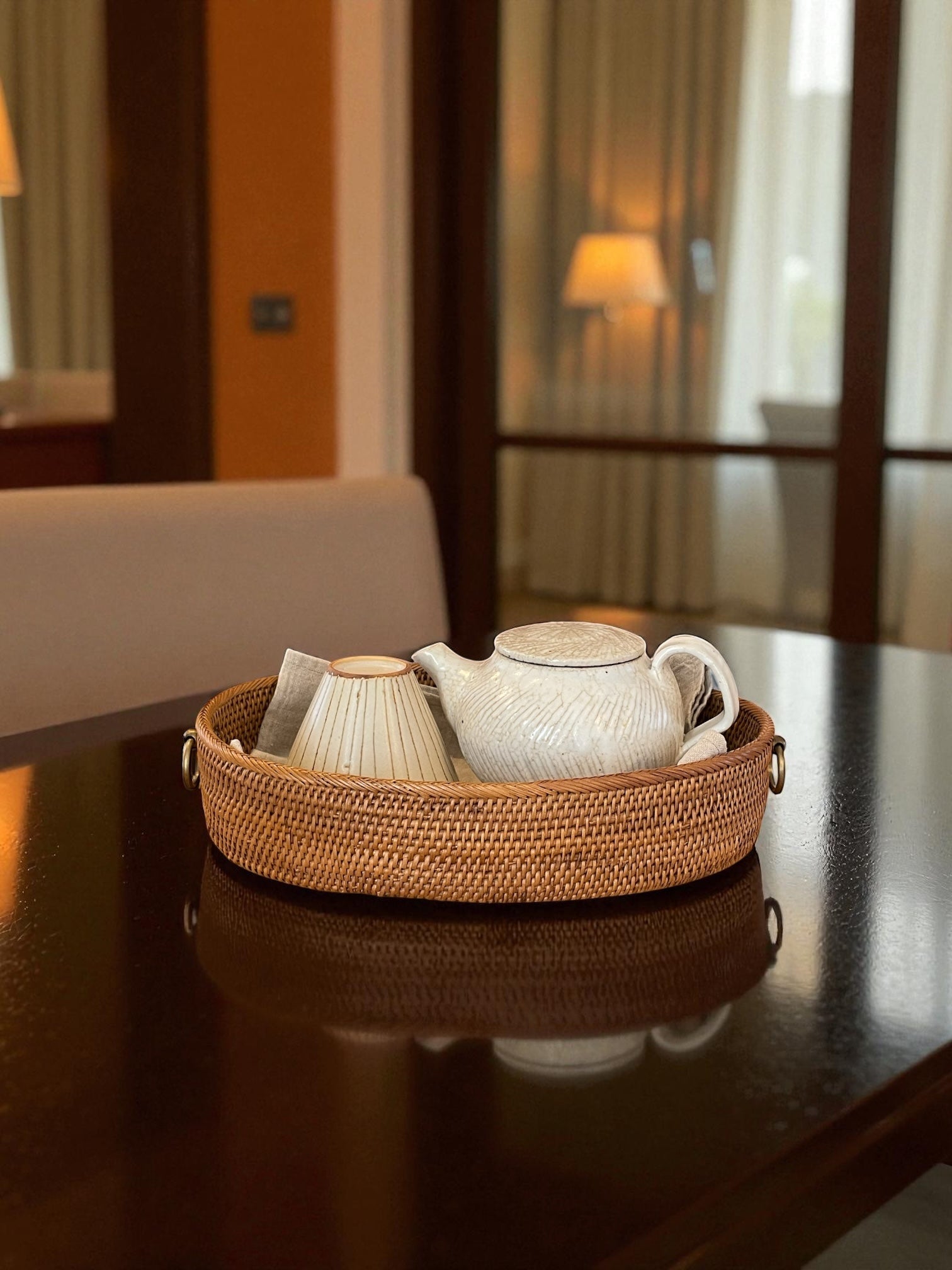 BAK-304SIN　真鍮取っ手楕円トレイ（W27.5×D18×H5）