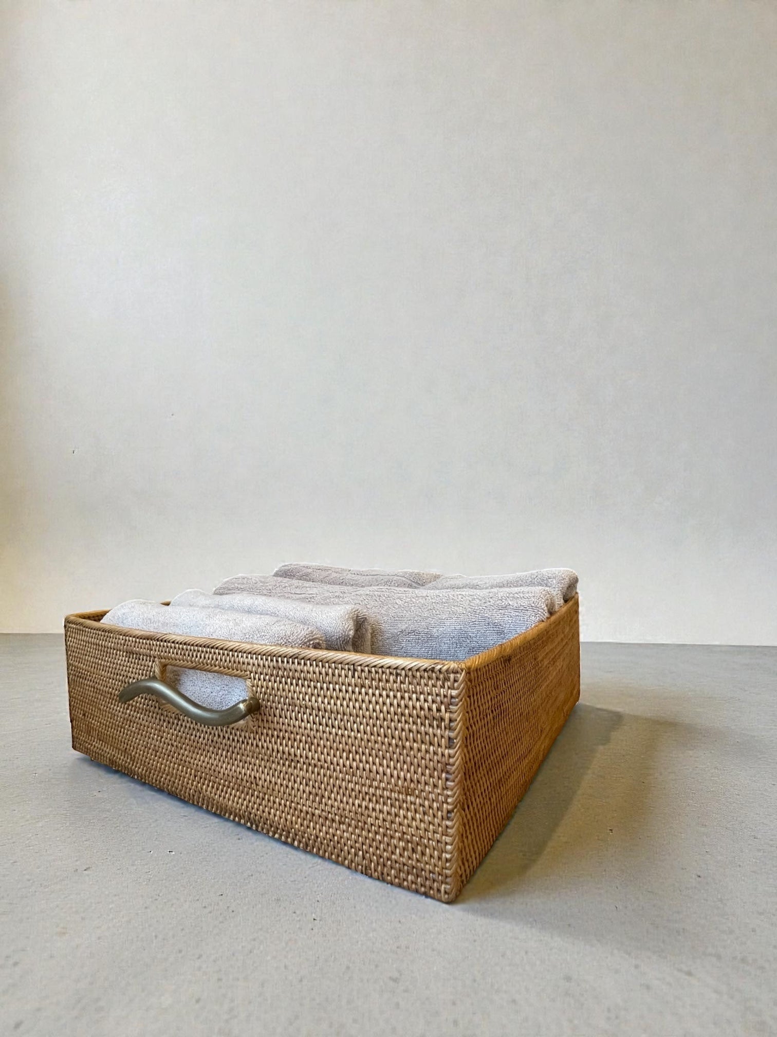 BAX-186SIN　真鍮取っ手収納ボックス（ウェーブ・Ｗ３５×Ｄ３８×Ｈ１６）無料配送