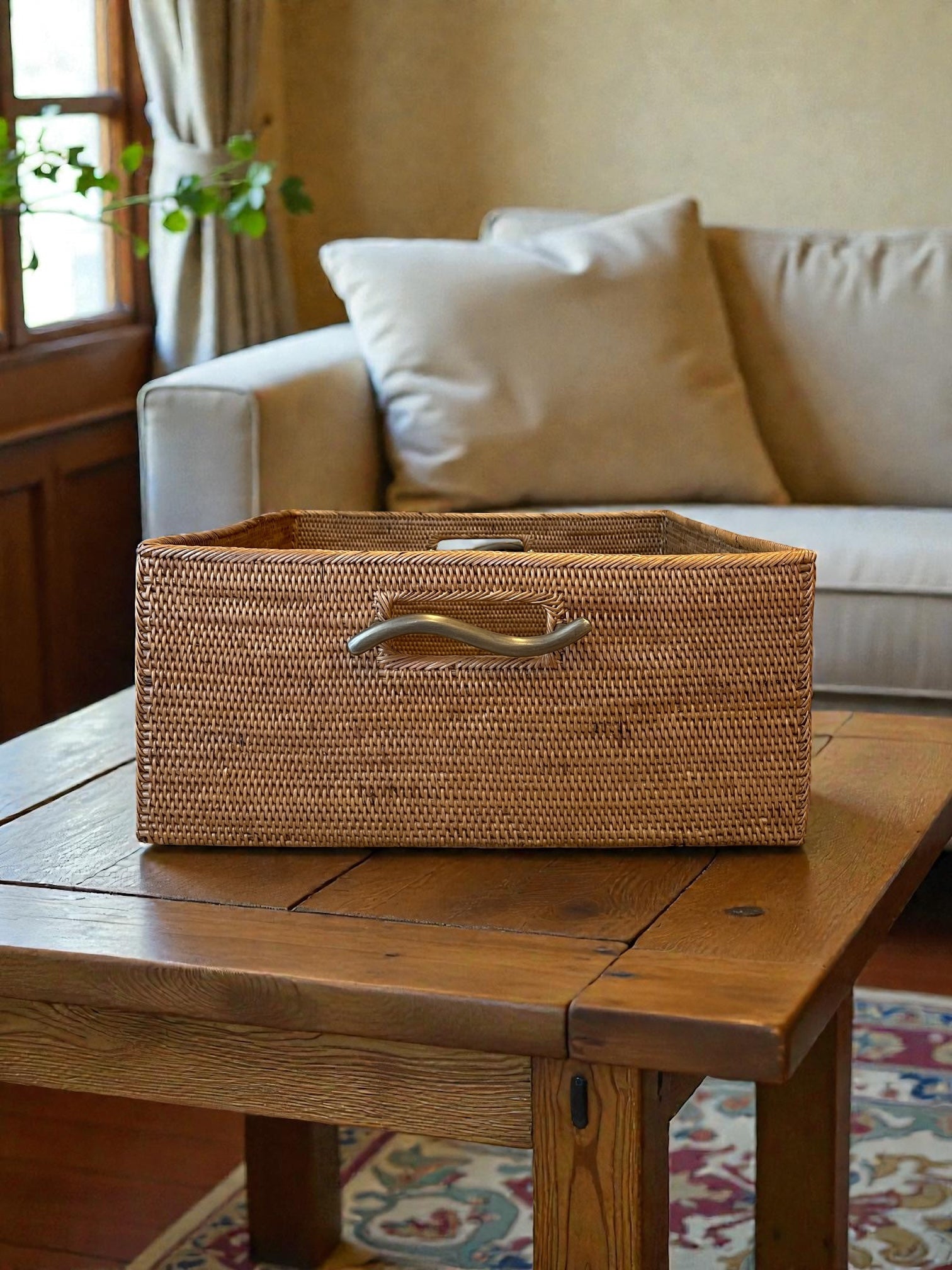 BAX-186SIN　真鍮取っ手収納ボックス（ウェーブ・Ｗ３５×Ｄ３８×Ｈ１６）無料配送