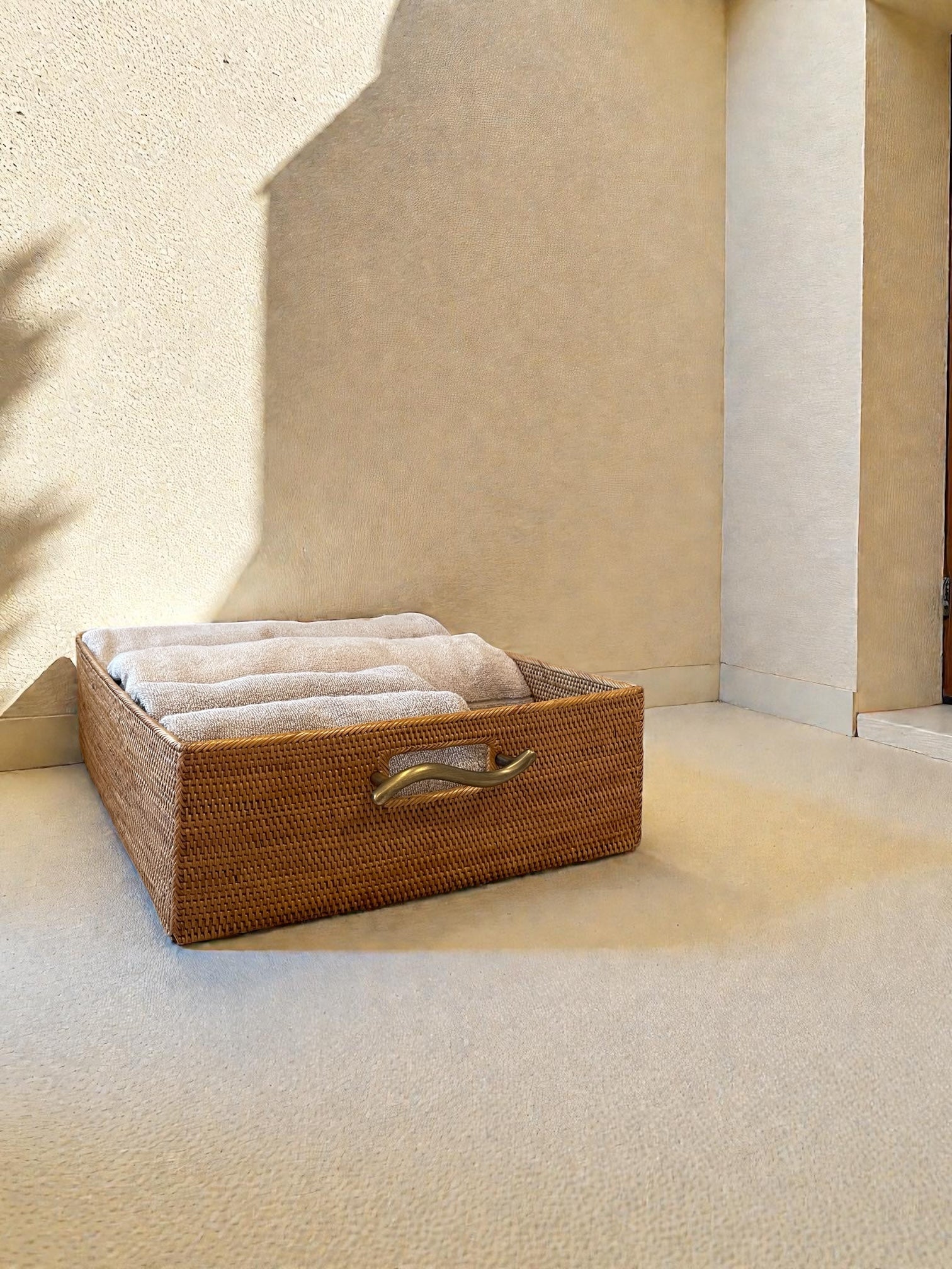 BAX-185SIN　真鍮取っ手収納ボックス（ウェーブ・Ｗ３５×Ｄ３８×Ｈ１2）無料配送