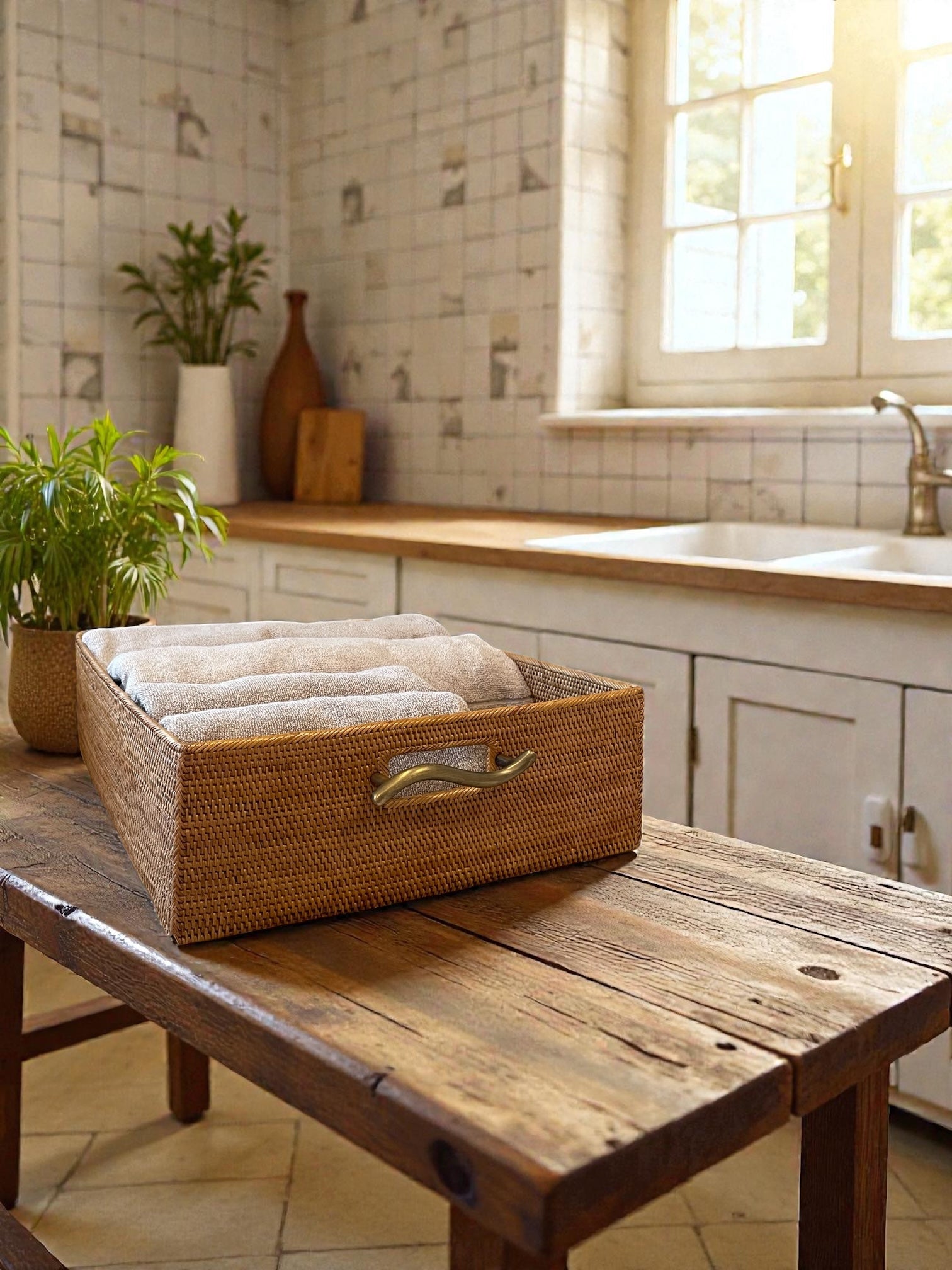 BAX-185SIN　真鍮取っ手収納ボックス（ウェーブ・Ｗ３５×Ｄ３８×Ｈ１2）無料配送