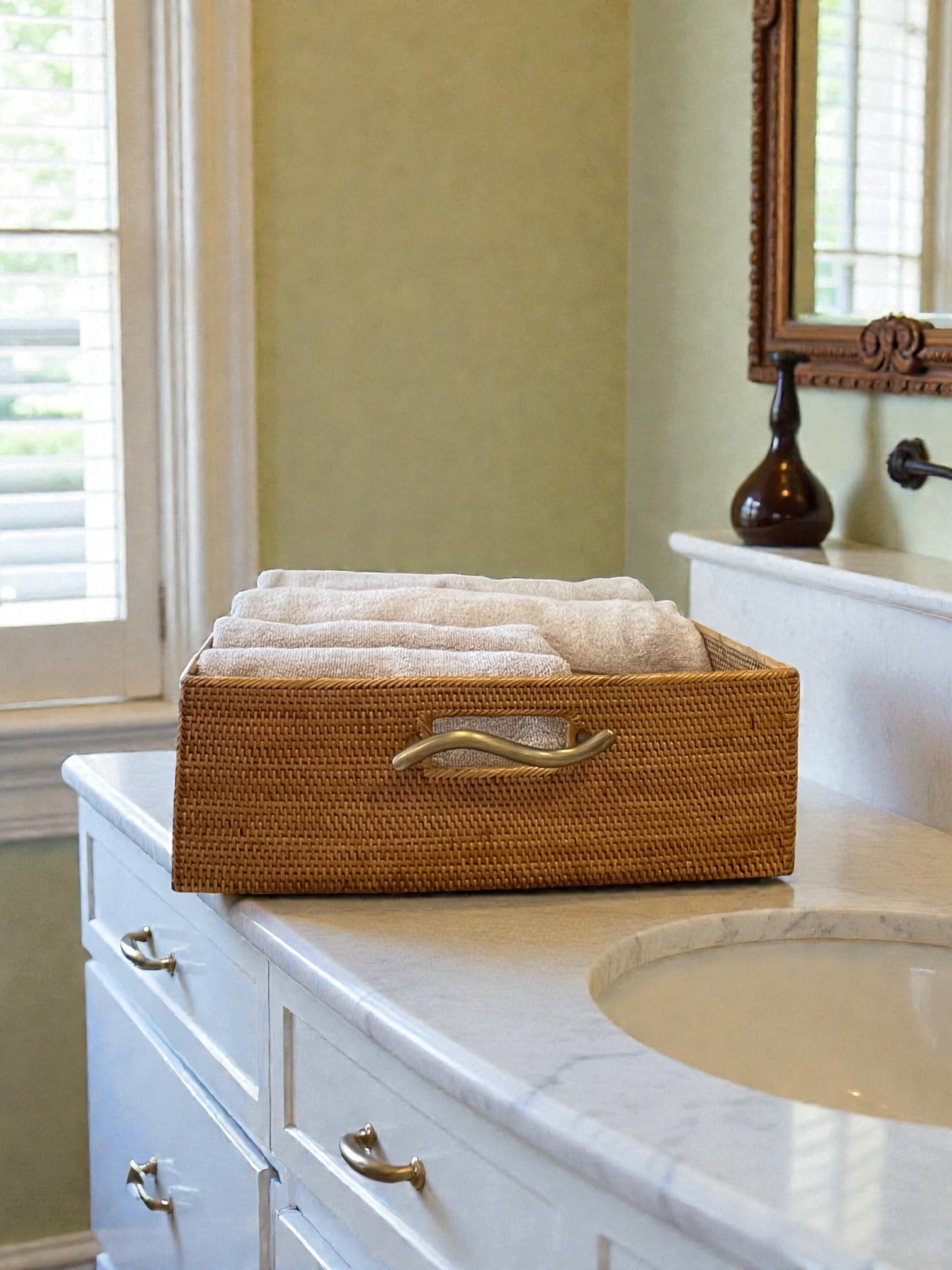 BAX-185SIN　真鍮取っ手収納ボックス（ウェーブ・Ｗ３５×Ｄ３８×Ｈ１2）無料配送